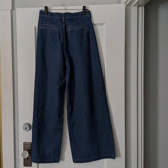 MOTHER “Snacks” Sz 27 high waist super flare tailored pleats Dark Blue Jeans - Picture 3 of 5